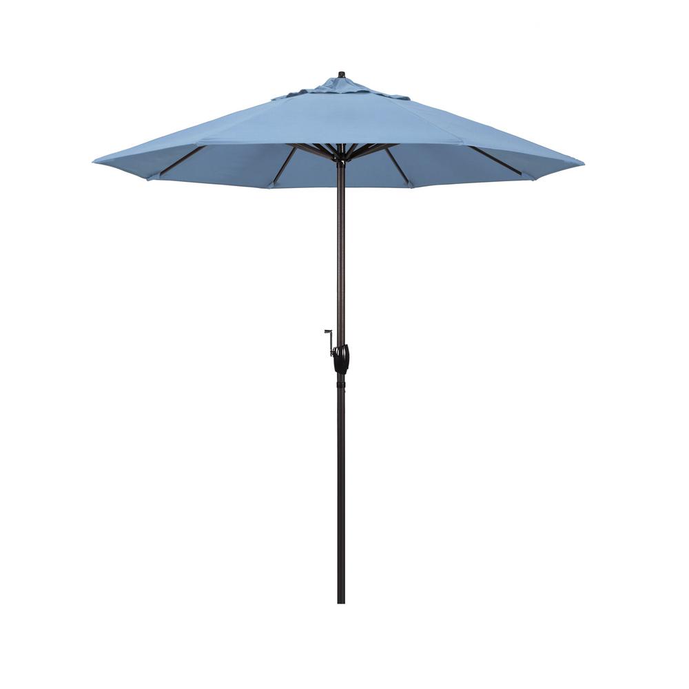 California Umbrella 7.5 ft. Bronze Aluminum Market Auto-Tilt Crank Lift ...