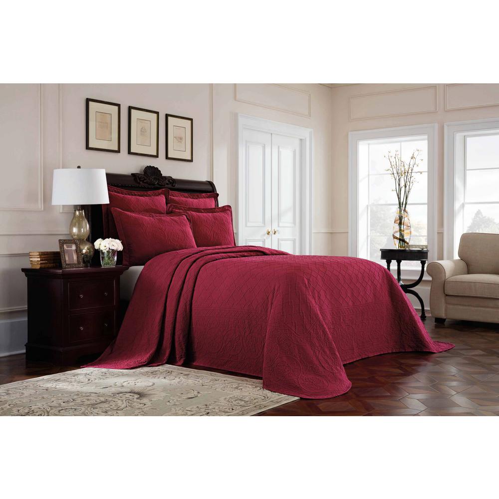 Royal Heritage Home Williamsburg Richmond Red Solid Twin Coverlet