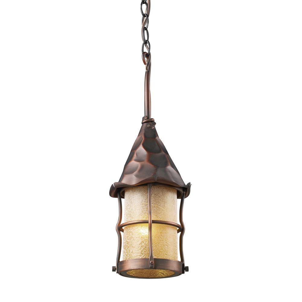 Titan Lighting Rustica 1 Light Antique Copper Outdoor Ceiling Mount Pendant