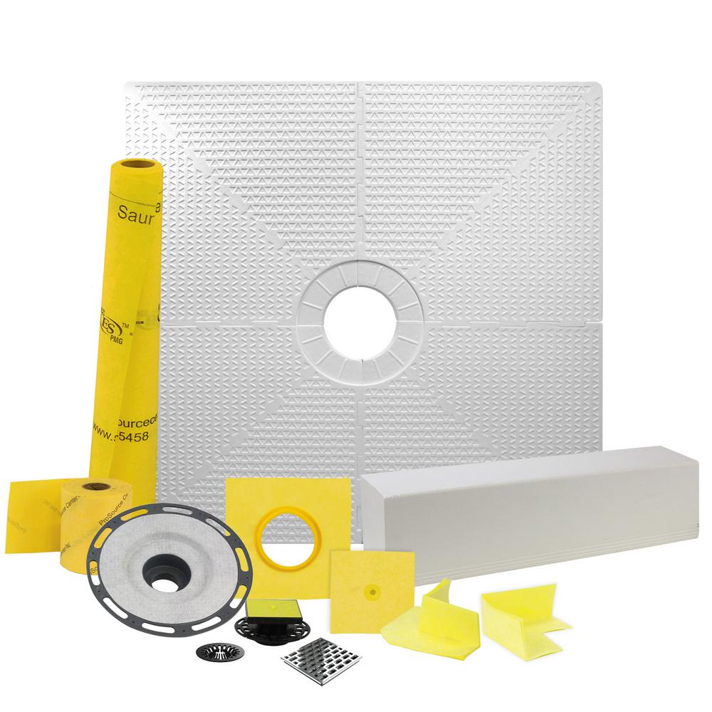 Warmlyyours Pro Gen Ii 48 In X 48 In Tile Shower Waterproofing Kit With Center Drain And Pvc Flange Sh 272446 Pvc The Home Depot