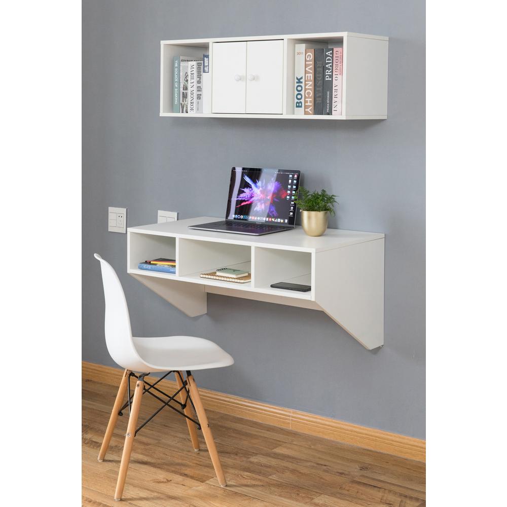 Basicwise Wall Mounted Office Computer Desk And Floating Hutch Basicwise Wall Mounted Office Computer