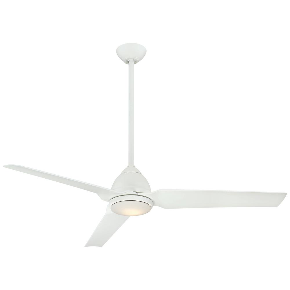 Minka Aire Java 54 In Integrated Led Indoor Outdoor Flat White Ceiling Fan With Light And Remote Control