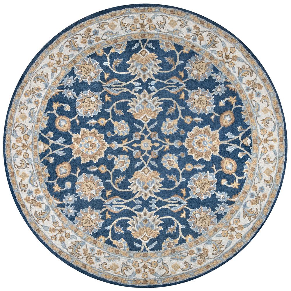 Rizzy Home Ashlyn Blue/Ivory Hand Tufted Wool 8 ft. x 8 ft. Round Area ...