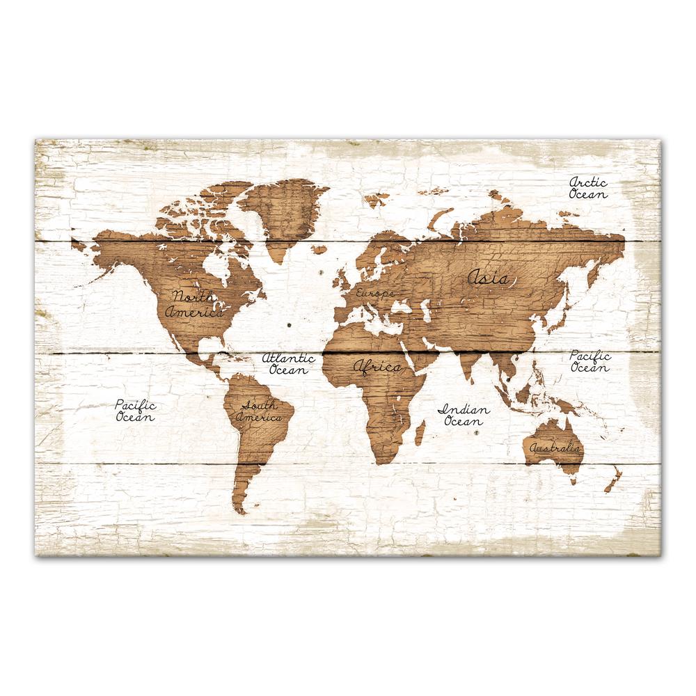 DESIGNS DIRECT 24 In X 36 In Distressed Wood World Map