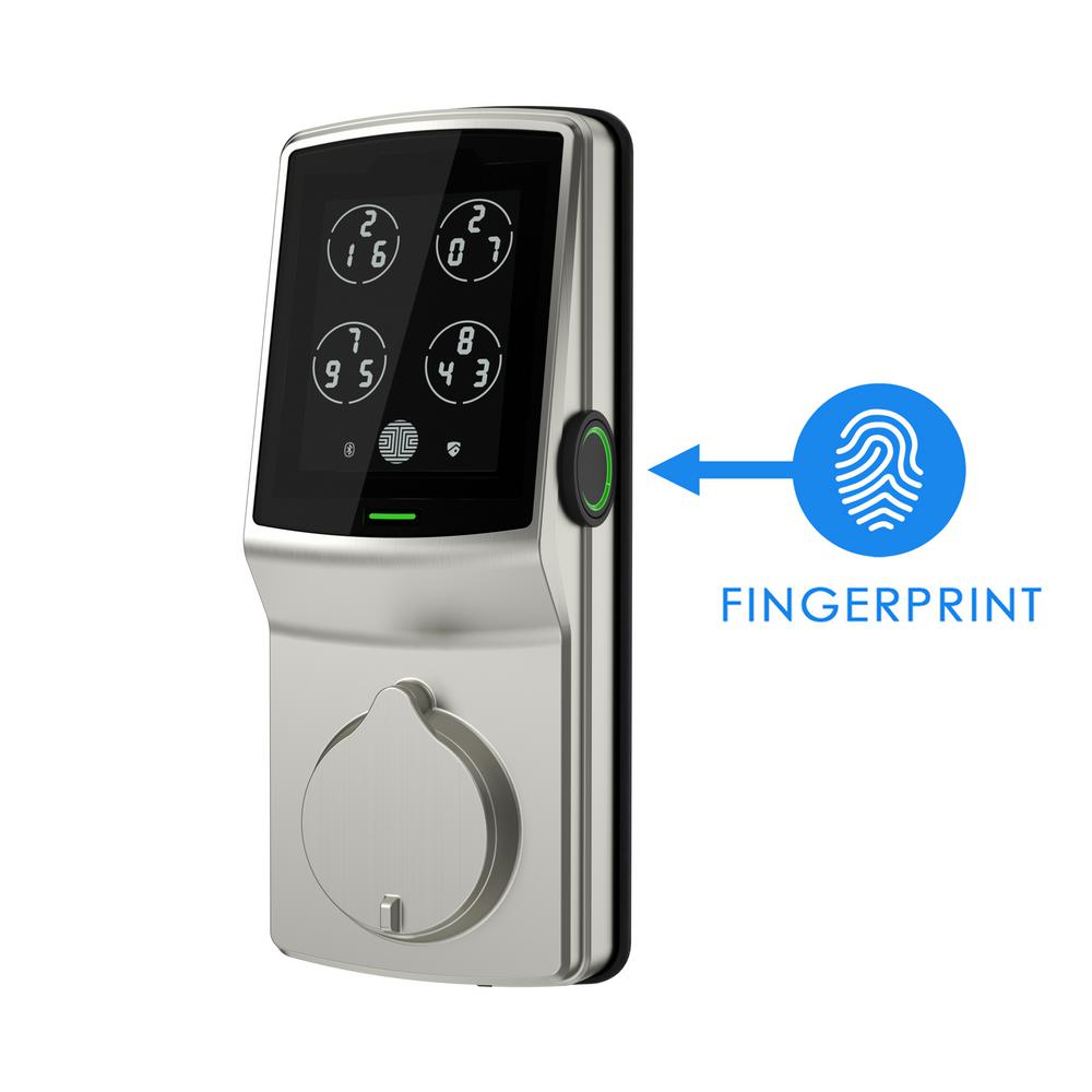 Lockly Secure Plus Satin Nickel Single Cylinder Alarmed Deadbolt Lock With Smart Keypad Bluetooth And 3d Fingerprint