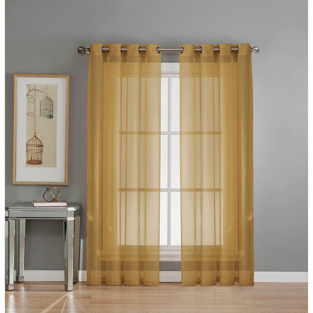 Window Elements Sheer Diamond Sheer Voile Gold Grommet Extra Wide