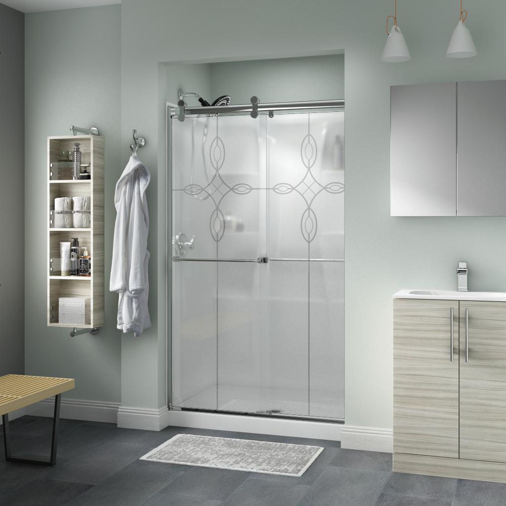 Delta Everly 48 x 71 in. Frameless Contemporary Sliding Shower Door in