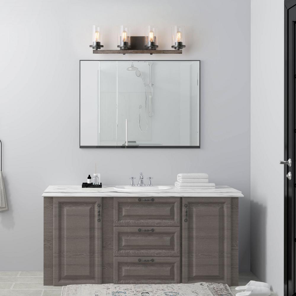 4 Light Rust Gray Bathroom Vanity, Bathroom Light Fixtures Over Mirror Home Depot
