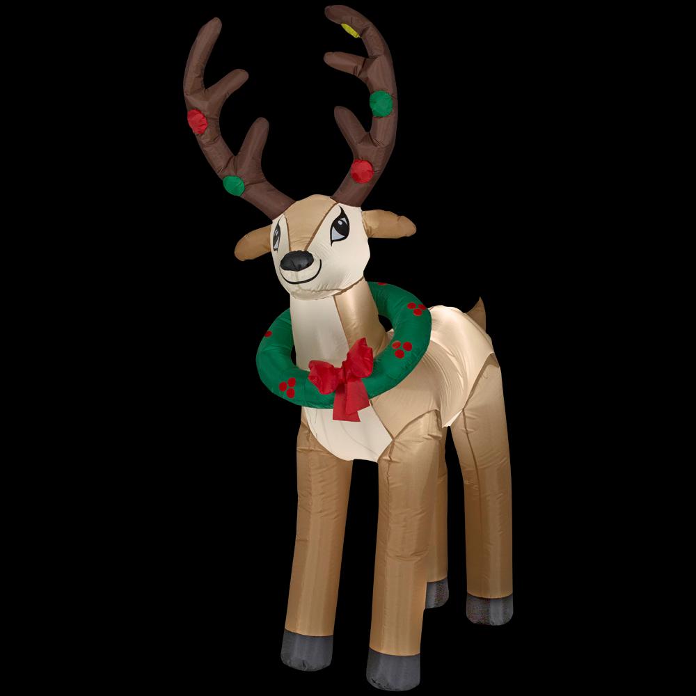 Upc 086786115602 Home Accents Holiday 6 Ft Led Reindeer With Wreath Airblown Inflatable