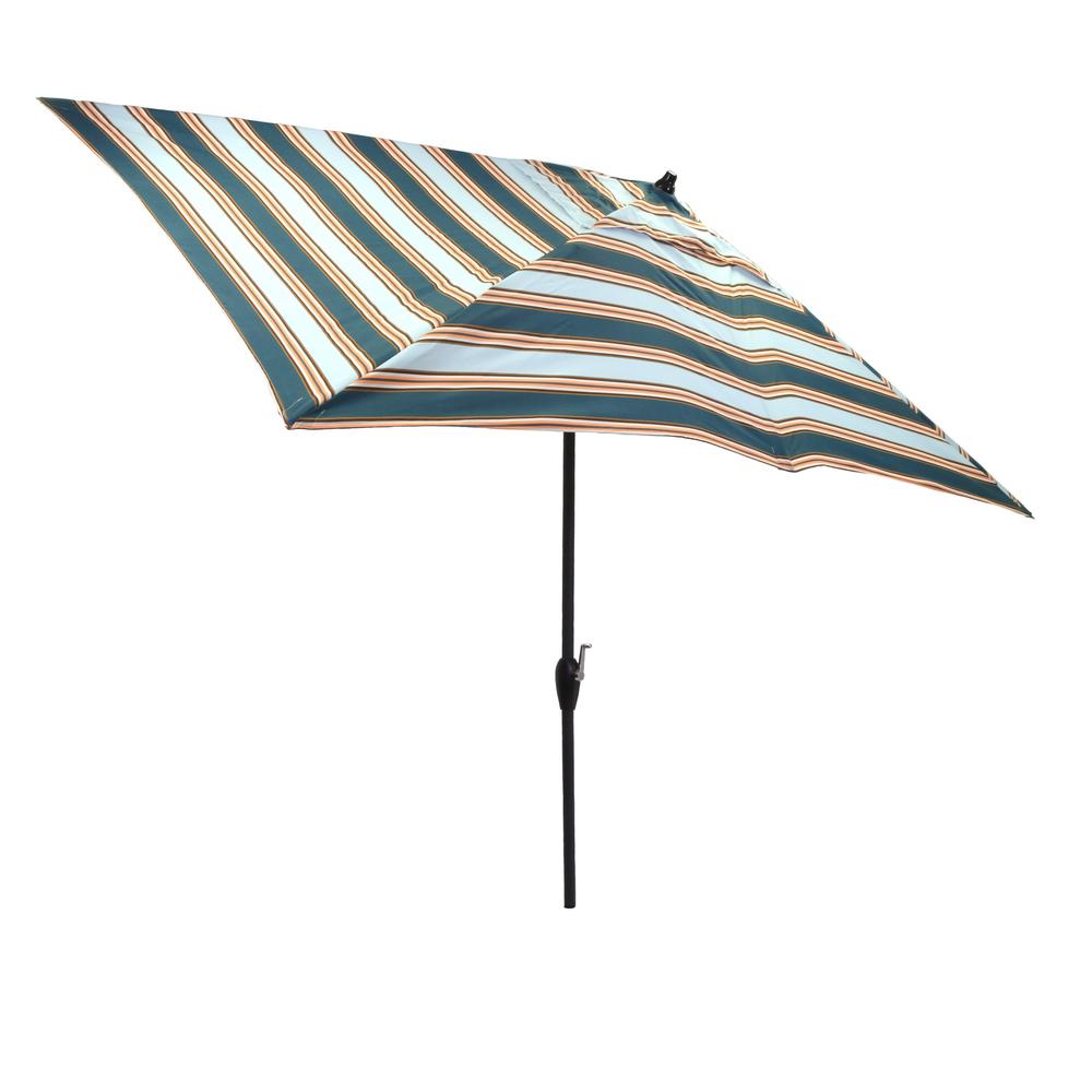 Unbranded 10 Ft X 6 Ft Aluminum Market Patio Umbrella In Charleston Stripe With Push Button Tilt 9106 01209100 The Home Depot