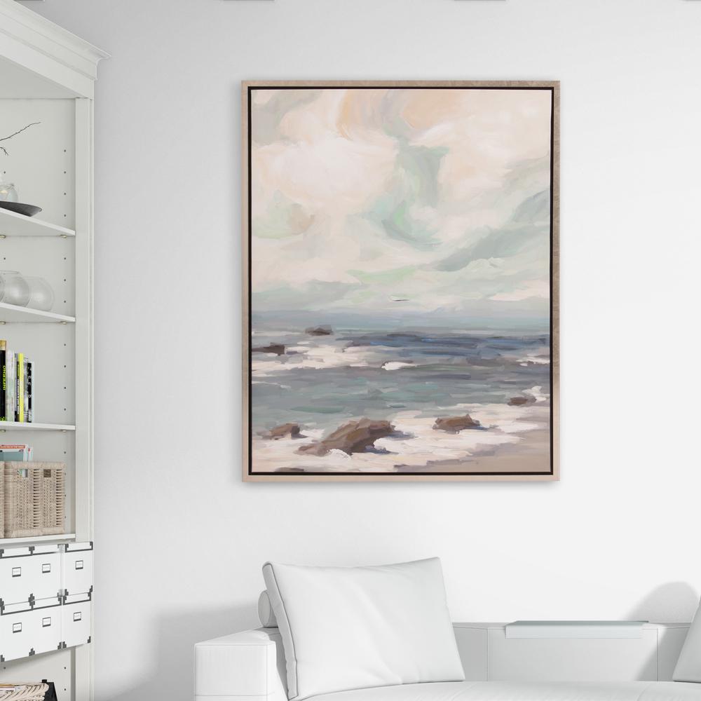 Pinnacle Stormy Shore Coastal Framed Canvas Wall Art 1711 3380 The Home Depot
