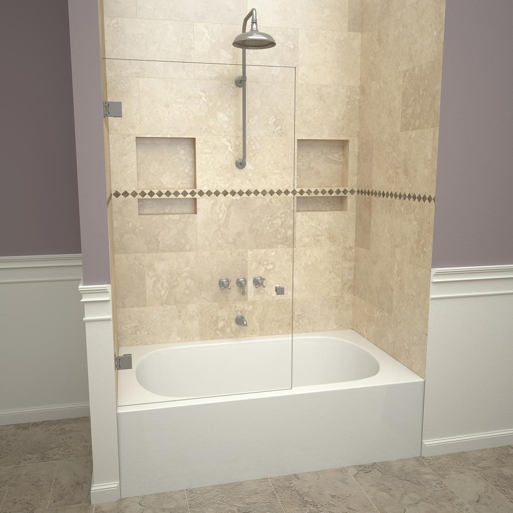 Redi Screen 2300v Series 78 In W X 60 H Frameless Pivot Tub Door Brushed Nickel With Back To Knob And Clear Glass