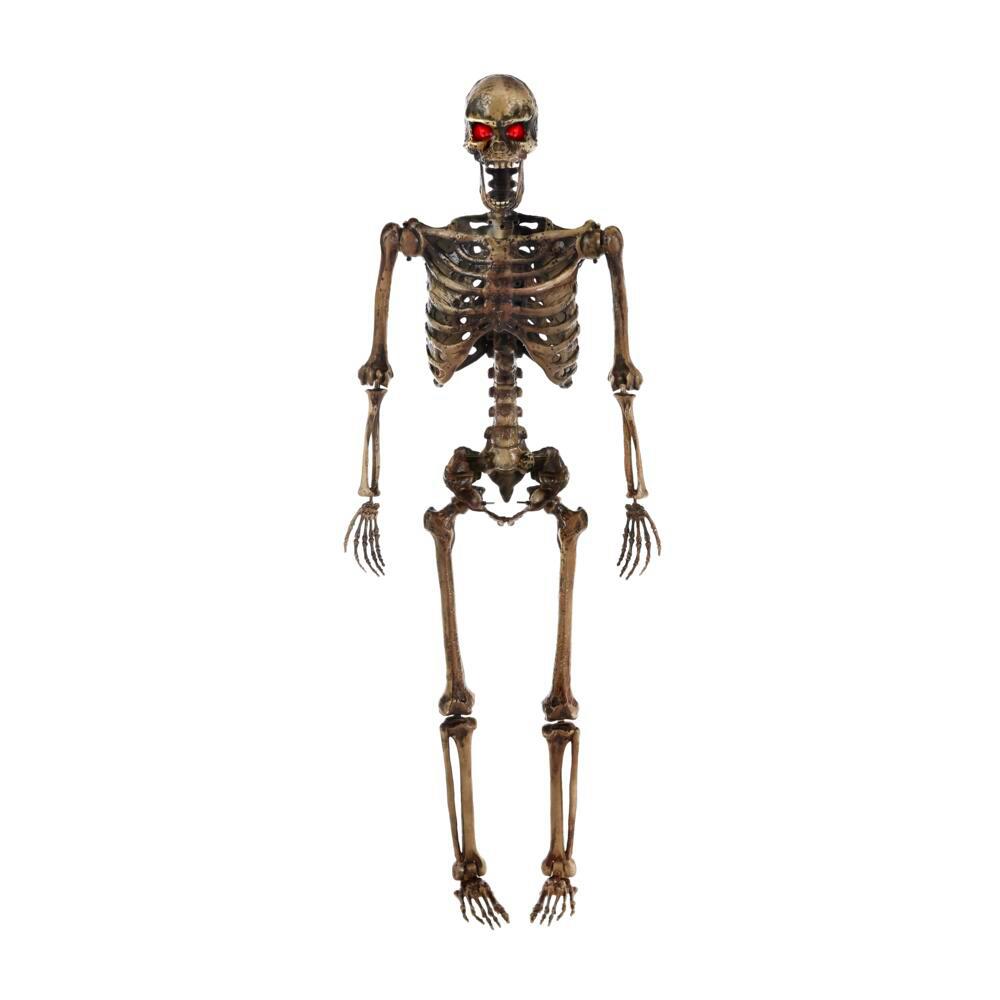 5 ft Hanging Plastic Decayed Posable Skeleton with LED Eyes