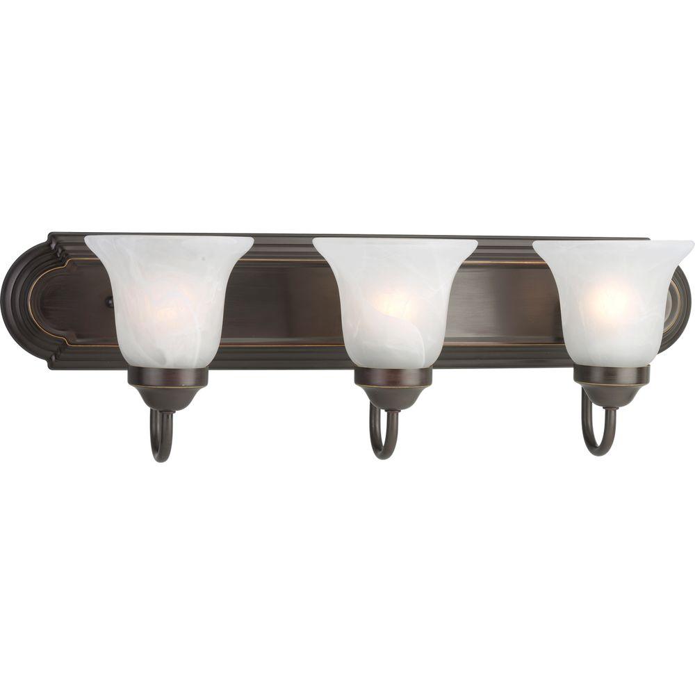 Progress Lighting 24 In 3 Light Antique Bronze Bathroom Vanity Light With Alabaster Glass P2103 20 The Home Depot