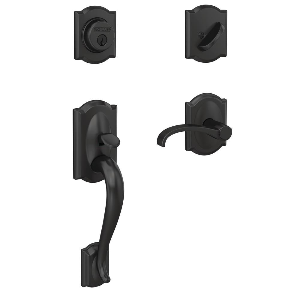 Schlage Custom Camelot Matte Black Single Cylinder Door Handleset