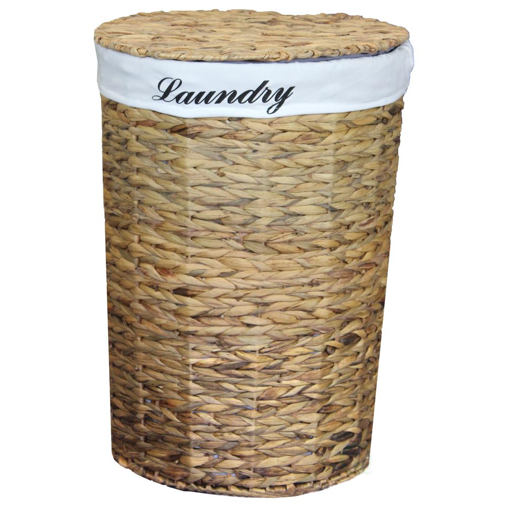 Wicker Laundry Room Storage Organization The Home Depot Natural Water Hyacinth Wicker Round Laundry Hamper