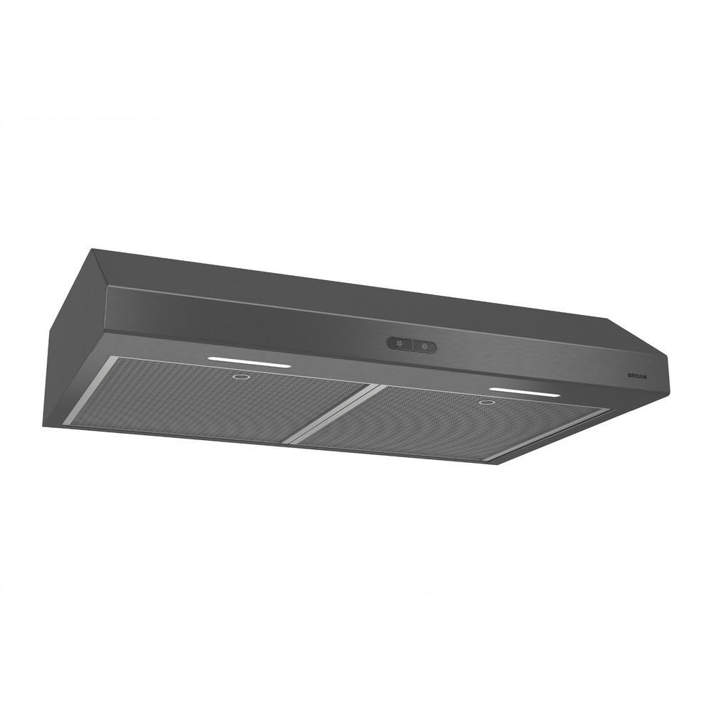 BroanNuTone Glacier Deluxe 30 in. Convertible Under Range Hood with Light in Black