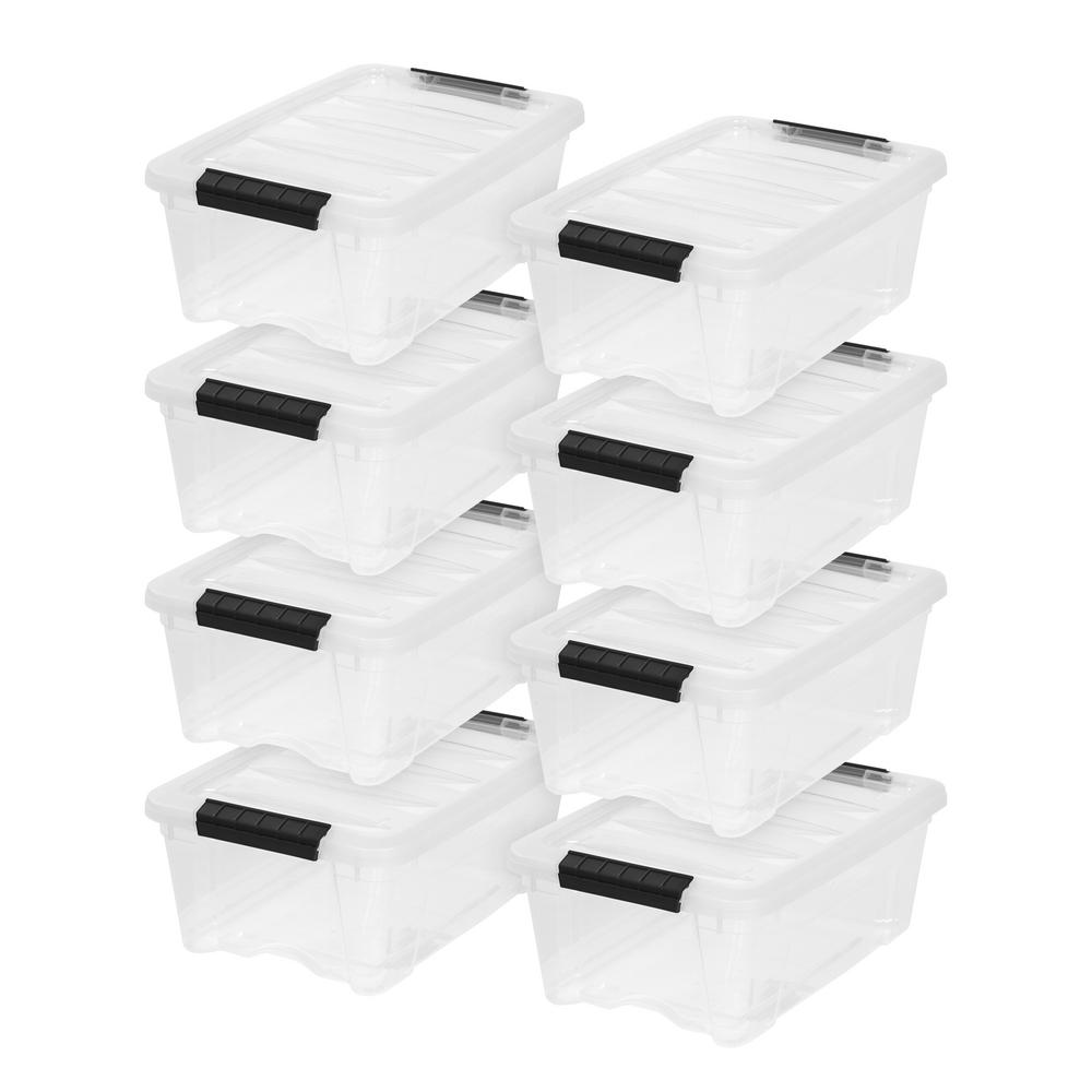 IRIS 12 Qt. Stack & Pull Box in Clear (8Pack)580032 The Home Depot