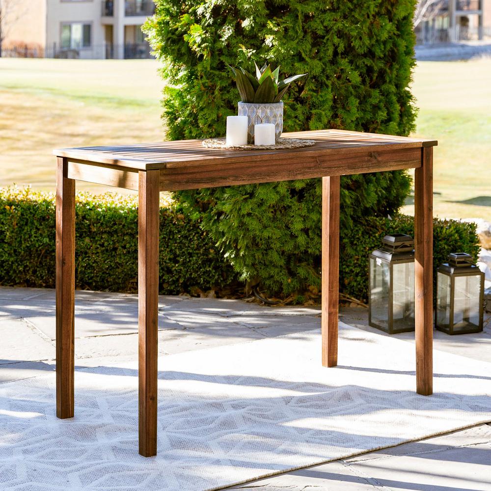 Welwick Designs Dark Brown Rectangle Acacia Wood Counter Height Patio Outdoor High Top Table HD8486 The Home Depot