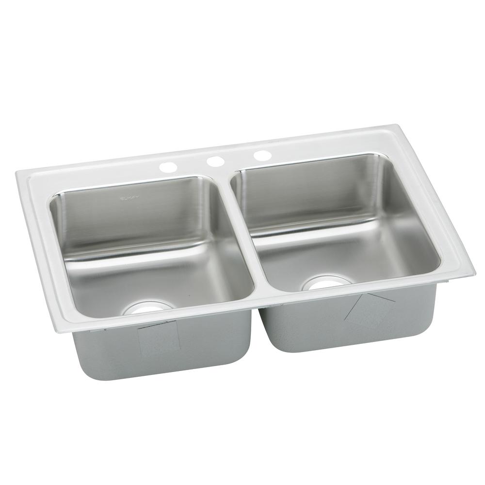 Elkay Lustertone Classic LRAD2918603 Equal Double Bowl Drop-In Stainless Steel ADA Sink