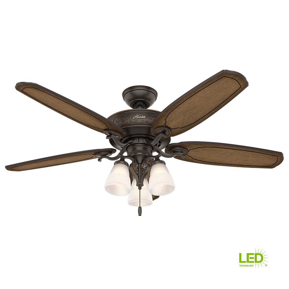 Hunter Osbourne 54 In Led Indoor Onyx Bengal Ceiling Fan 54066 Led Indoor Onyx Bengal Ceiling Fan