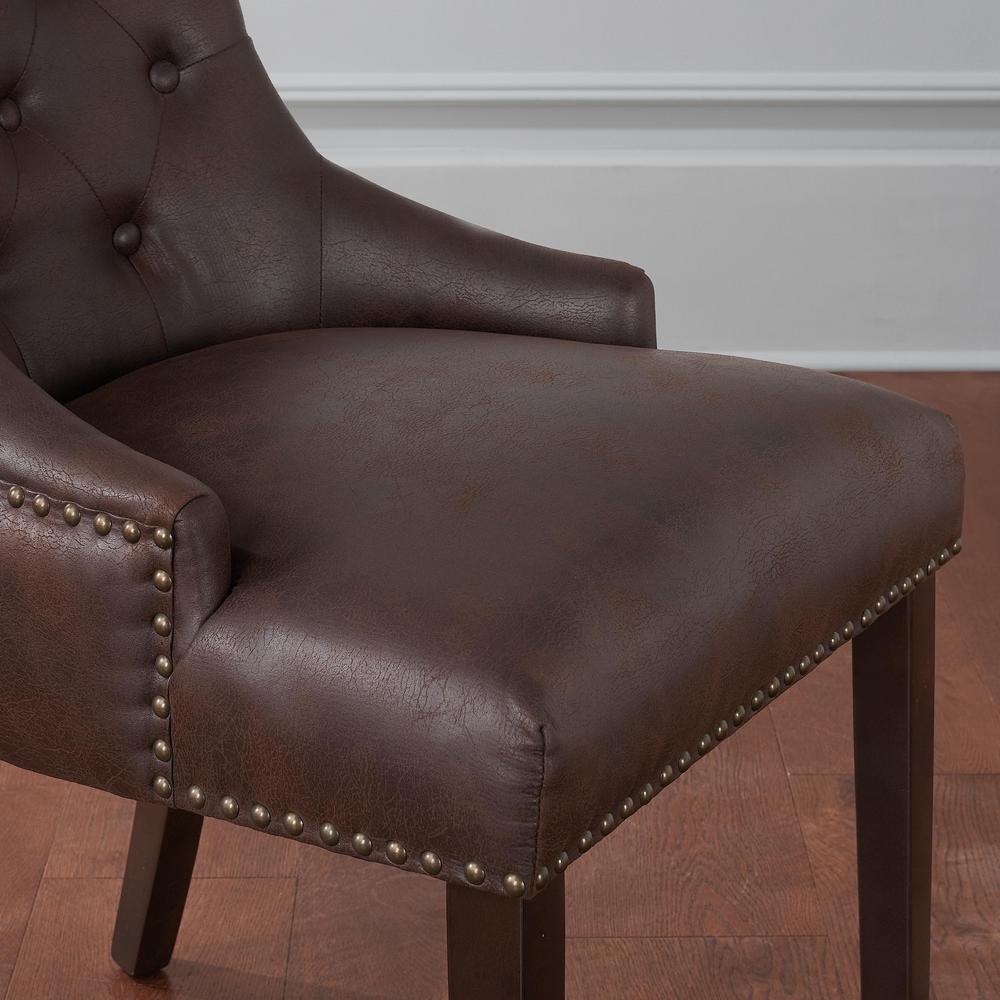 Bardell Upholstered Tufted Dining Chair With Brown Faux Leather Seat And Nailheads Set Of 2 22 In W X 38 H Timeless Charm And Simple Elegance Set This Chair Apart Entirely Upholstered In Mocha Brown Velvet Design Is A Perfect Balance Of Modern
