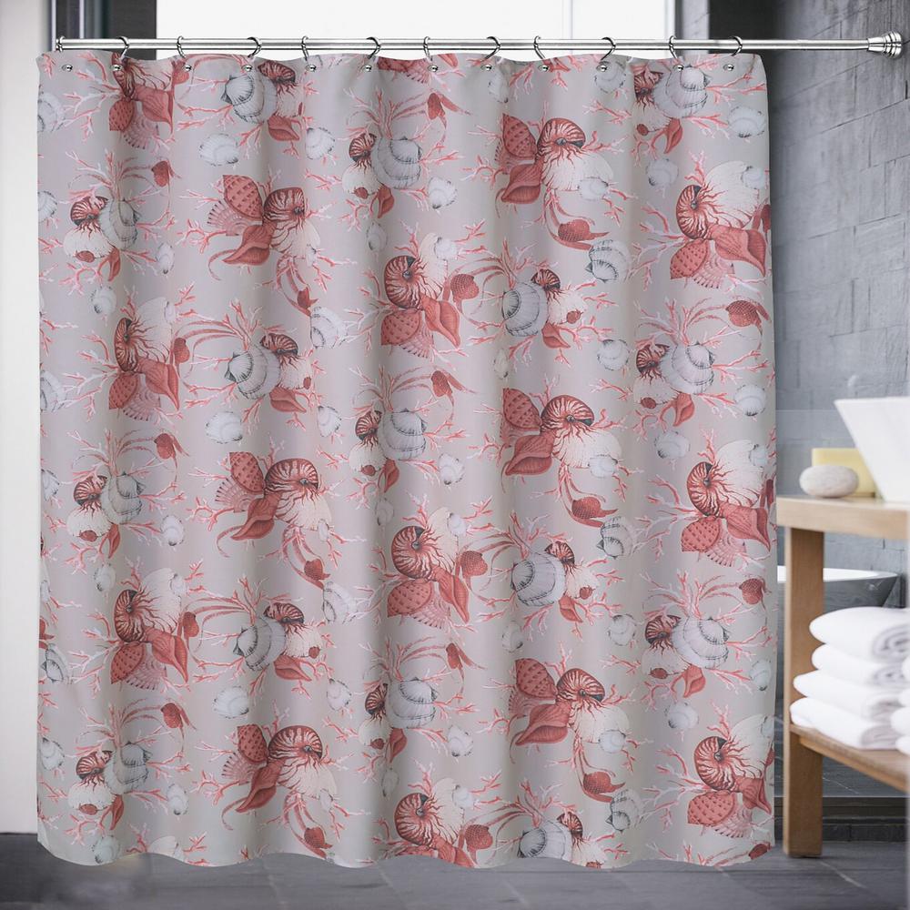 Popular Bath Products 72 in. Coral Shell Shower Curtain-812473 - The ...