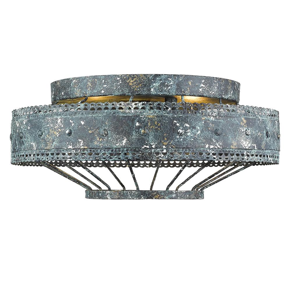Golden Lighting Ferris 2 Light Blue Verde Patina Flushmount 7856 Fm Golden Lighting Ferris 2 Light Blue Verde Patina Flushmount