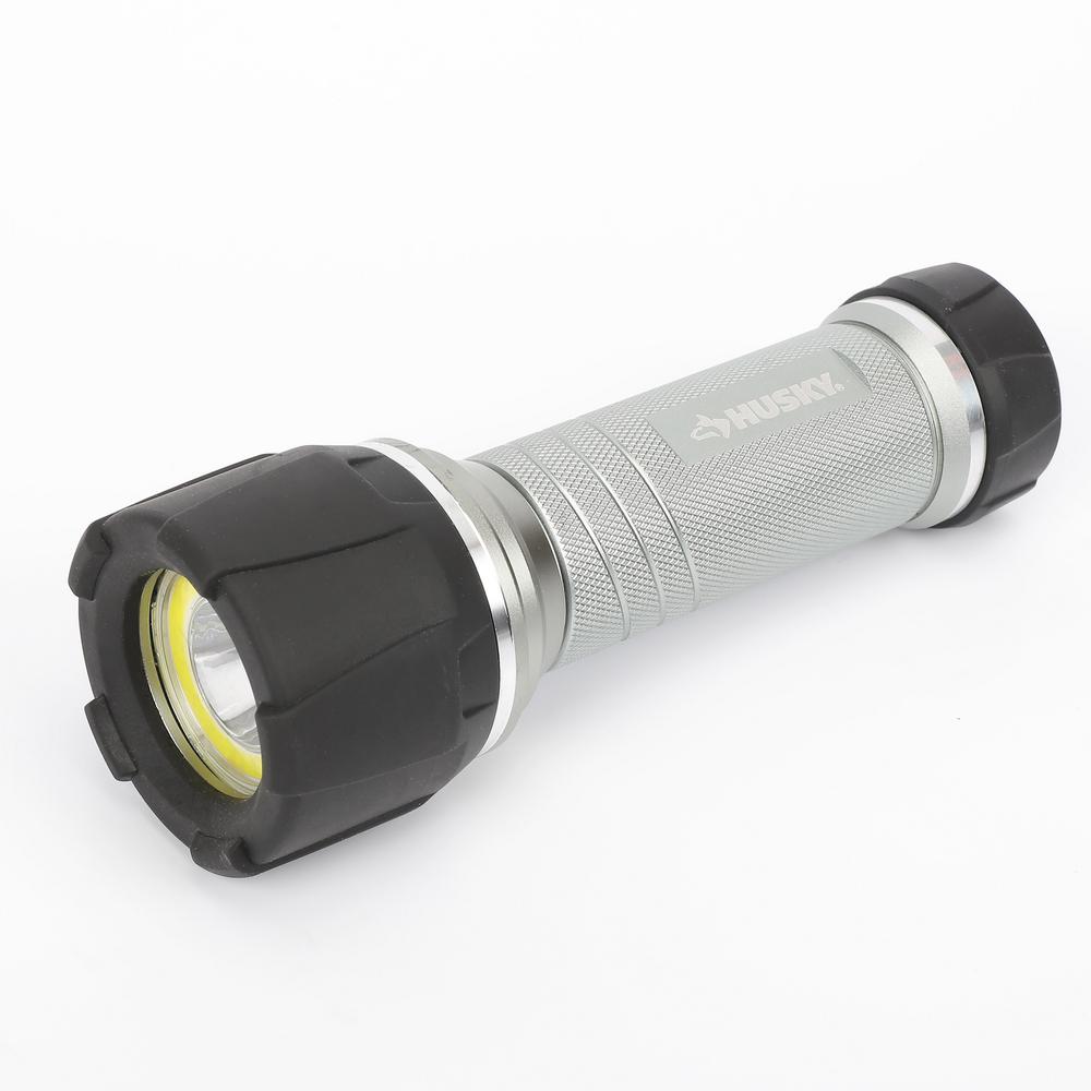 Husky Flashlights Accessories The Home Depot 4aaa 350 Lumen Led Dual Beam Unbreakable Aluminum Flashlight