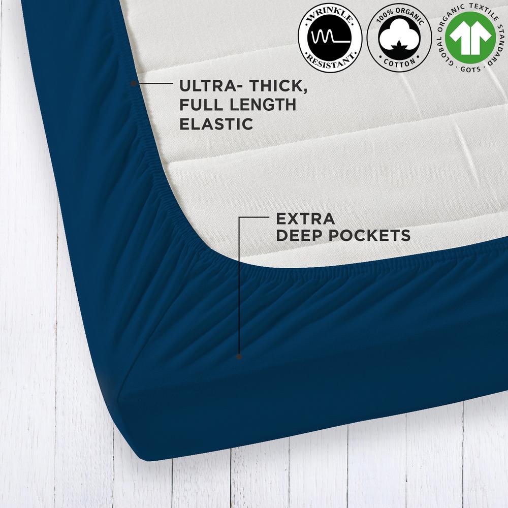 A1 Home Collections Organic Cotton Wrinkle Resistant Navy Blue