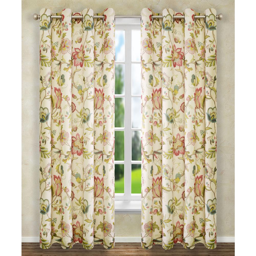Brissac 50 In W X 84 In L Polyester Floral Lined Grommet Panel In Red