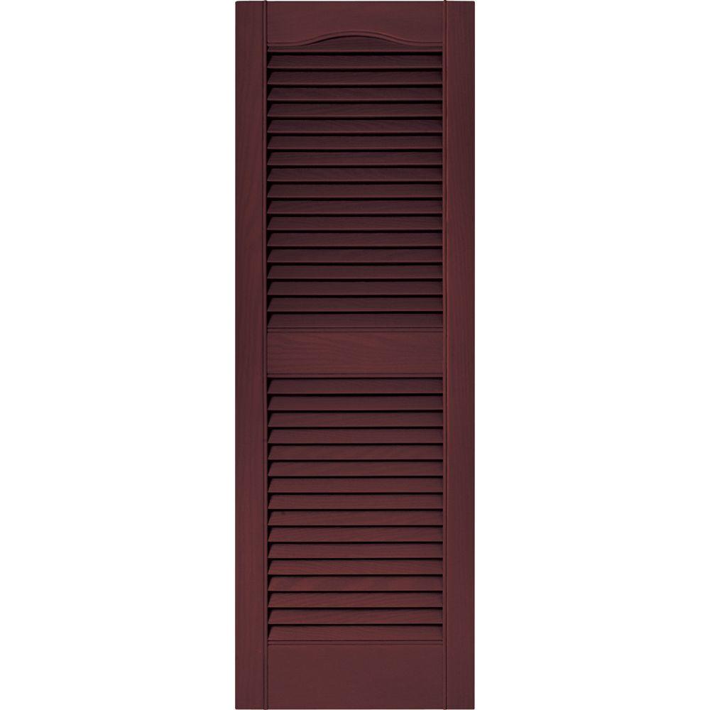 Builders Edge 15 in. x 43 in. Louvered Vinyl Exterior Shutters Pair in ...