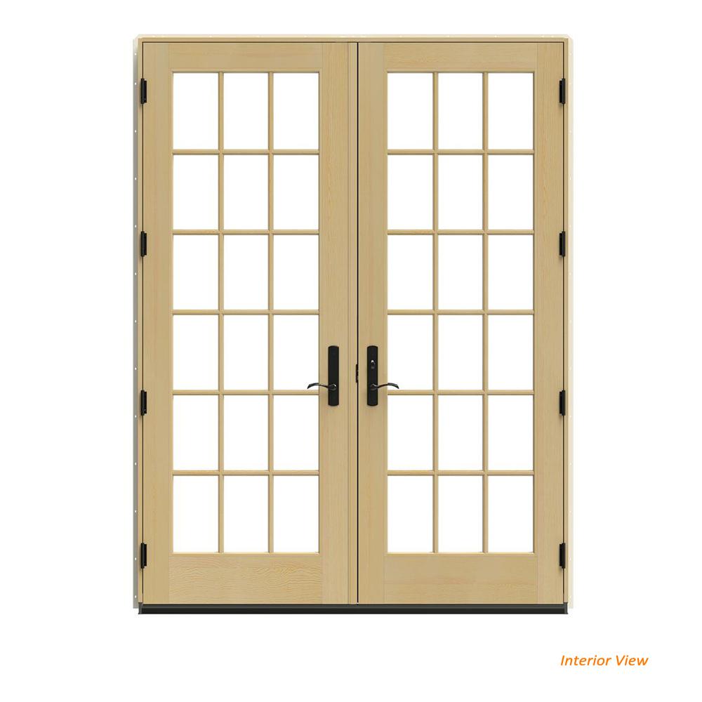 Wood French Patio Door Doors Exterior The Home Depot W 4500 Black Clad Wood Left Hand