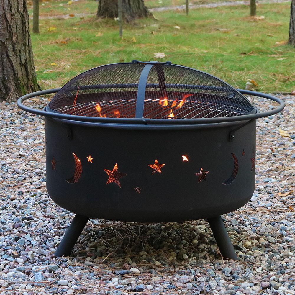 Round Steel Outdoor Fire Pit Cooking, Outdoor Fire Pit To Cook On