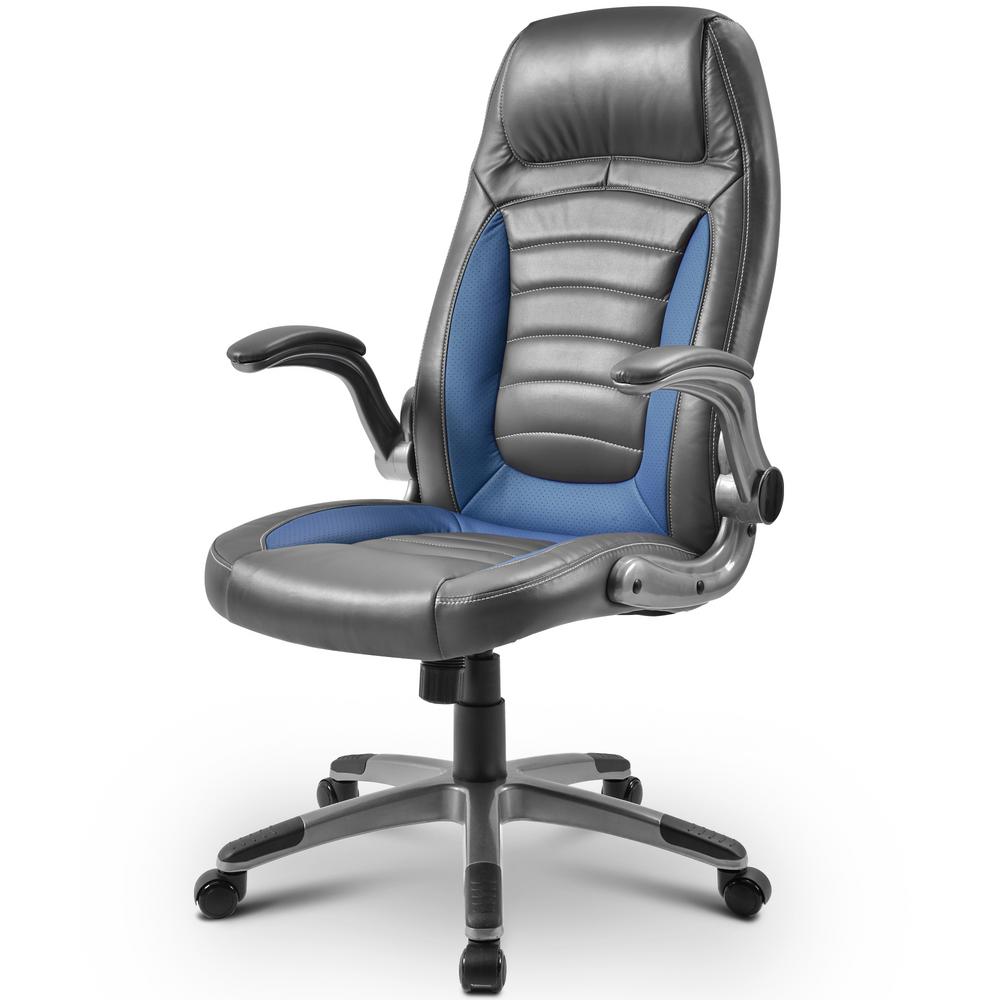 Blue Merax Ergonomic Racing Style PU Leather Gaming Chair for Home and Office