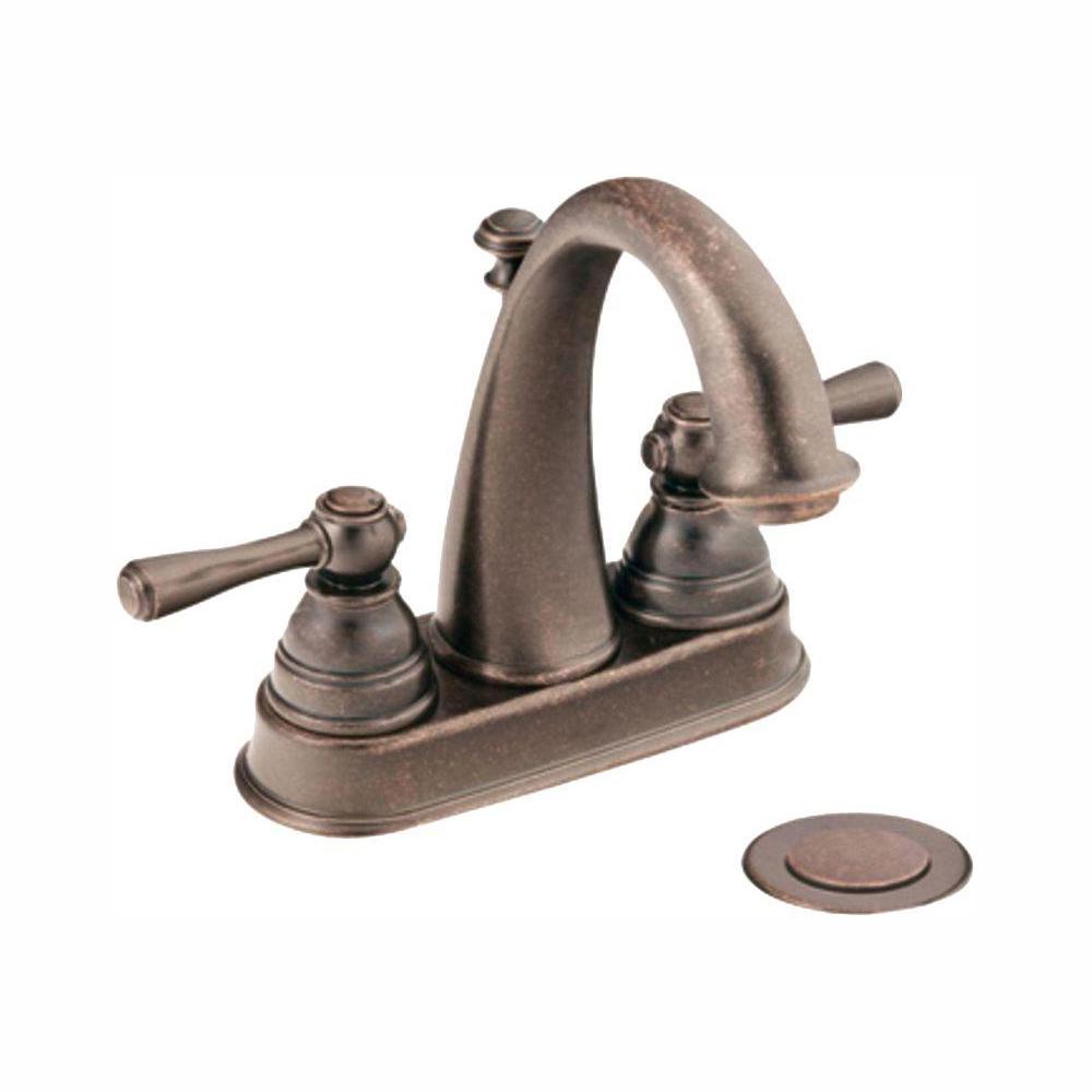 Oil Rubbed Bronze Moen 6121ORB Kingsley Two-Handle Lavatory Faucet with Drain Assembly