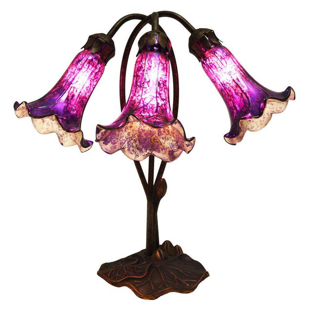 River of Goods 16 in. Dark Purple Indoor Table Lamp with 3 Mercury
