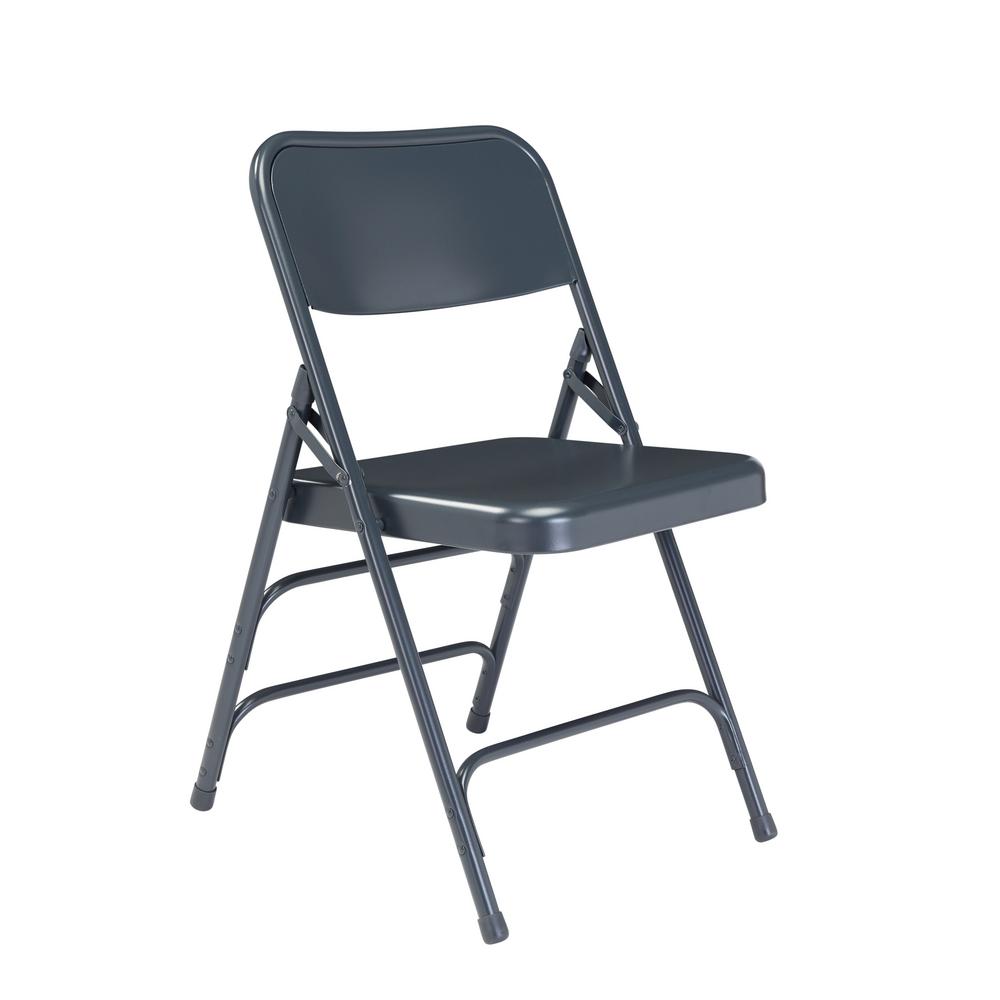 National Public Seating Blue Metal Stackable Folding Chair Set Of 4