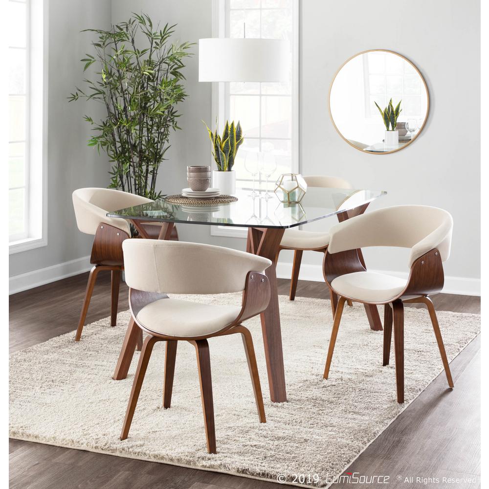 Lumisource Vintage Mod Walnut And Cream Dining Accent Chair Ch Walnut And Cream Dining Accent Chair