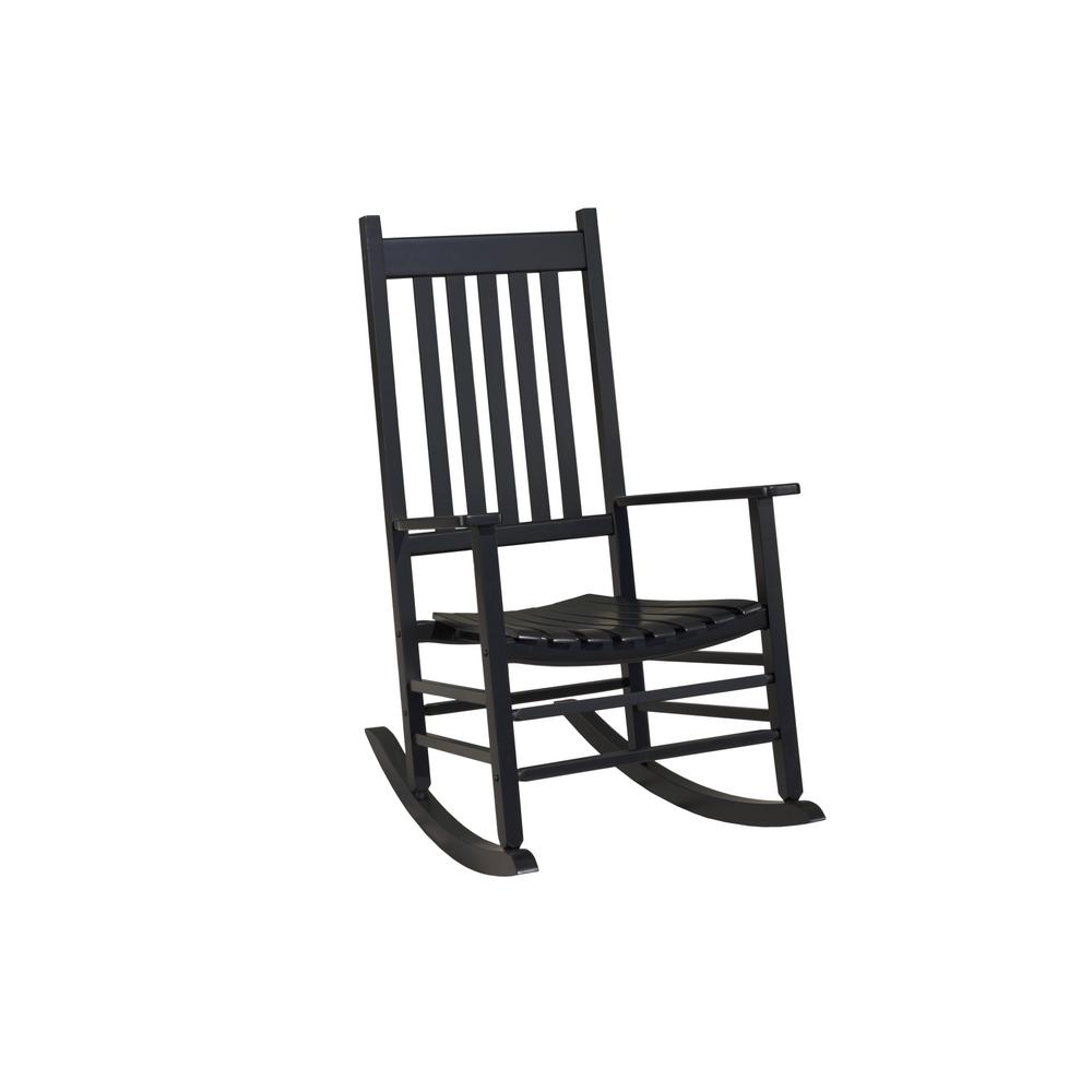Hampton Bay Black Wood Outdoor Rocking Chair It 130828b The Home Depot