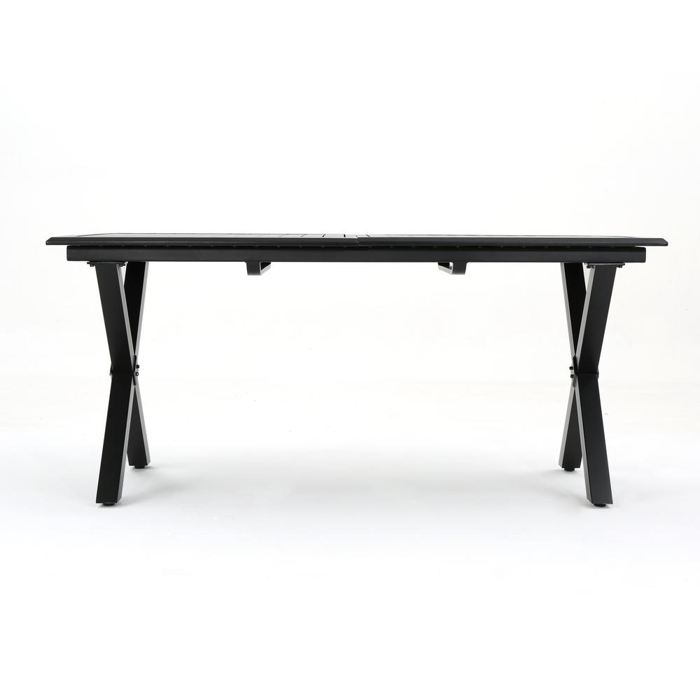 Noble House Exuma Black Aluminum Outdoor Dining Table 13897 The