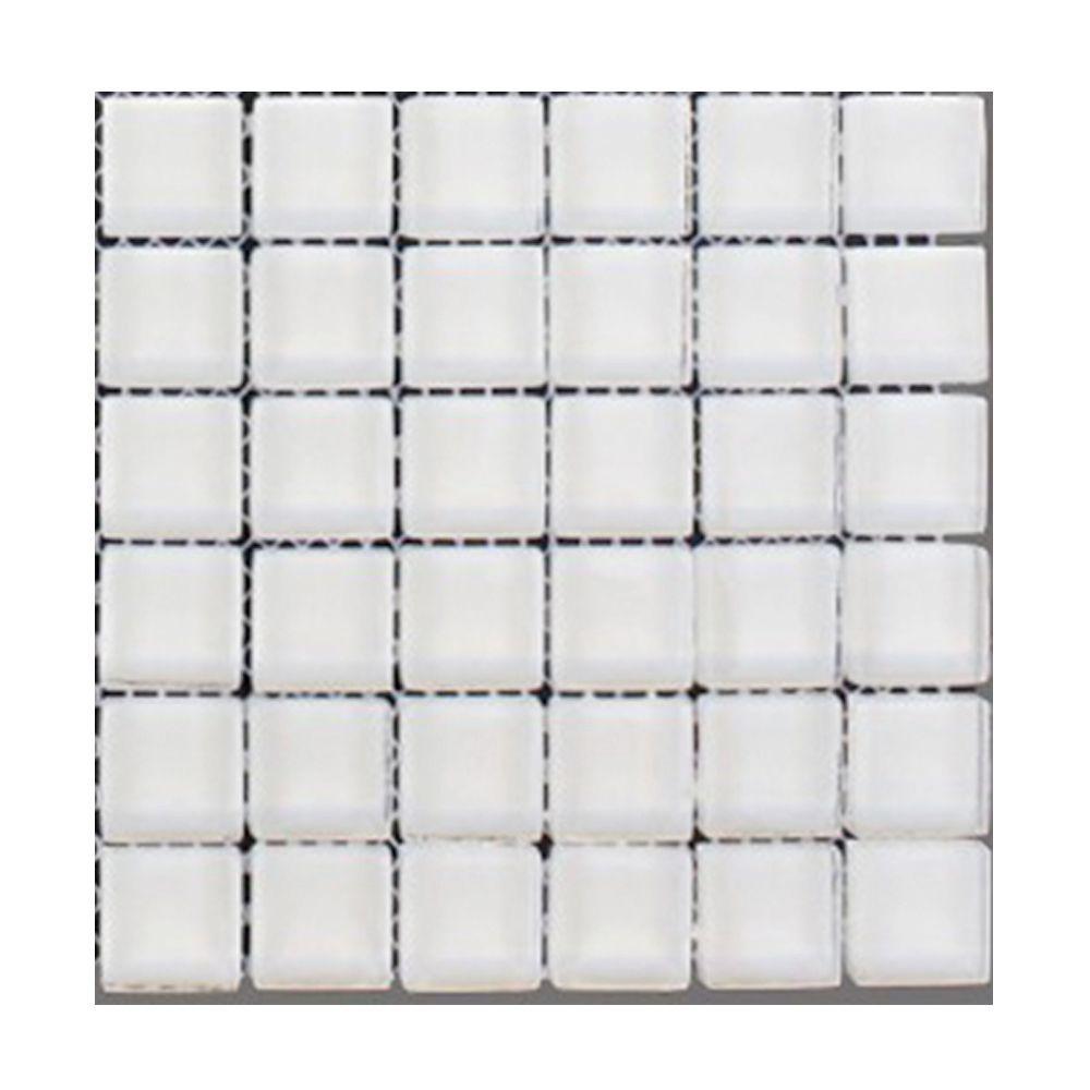 Ivy Hill Tile Contempo Bright White Polished Glass Mosaic Floor And Contempo Bright White Polished Glass Mosaic Floor And Wall Tile 3 In X 6 8 Mm Sample