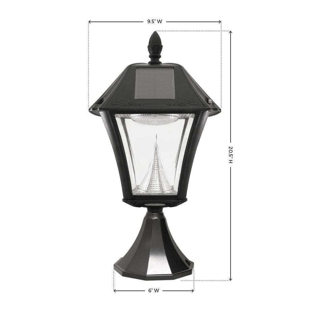 Gama Sonic Baytown Ii Black Resin Outdoor Integrated Led Solar Post Wall Light With Bright White Leds 105033 The Home Depot