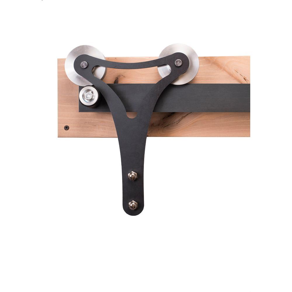 Rustica Hardware 84 in. Raw Steel Sliding Barn Door Hardware Kit with