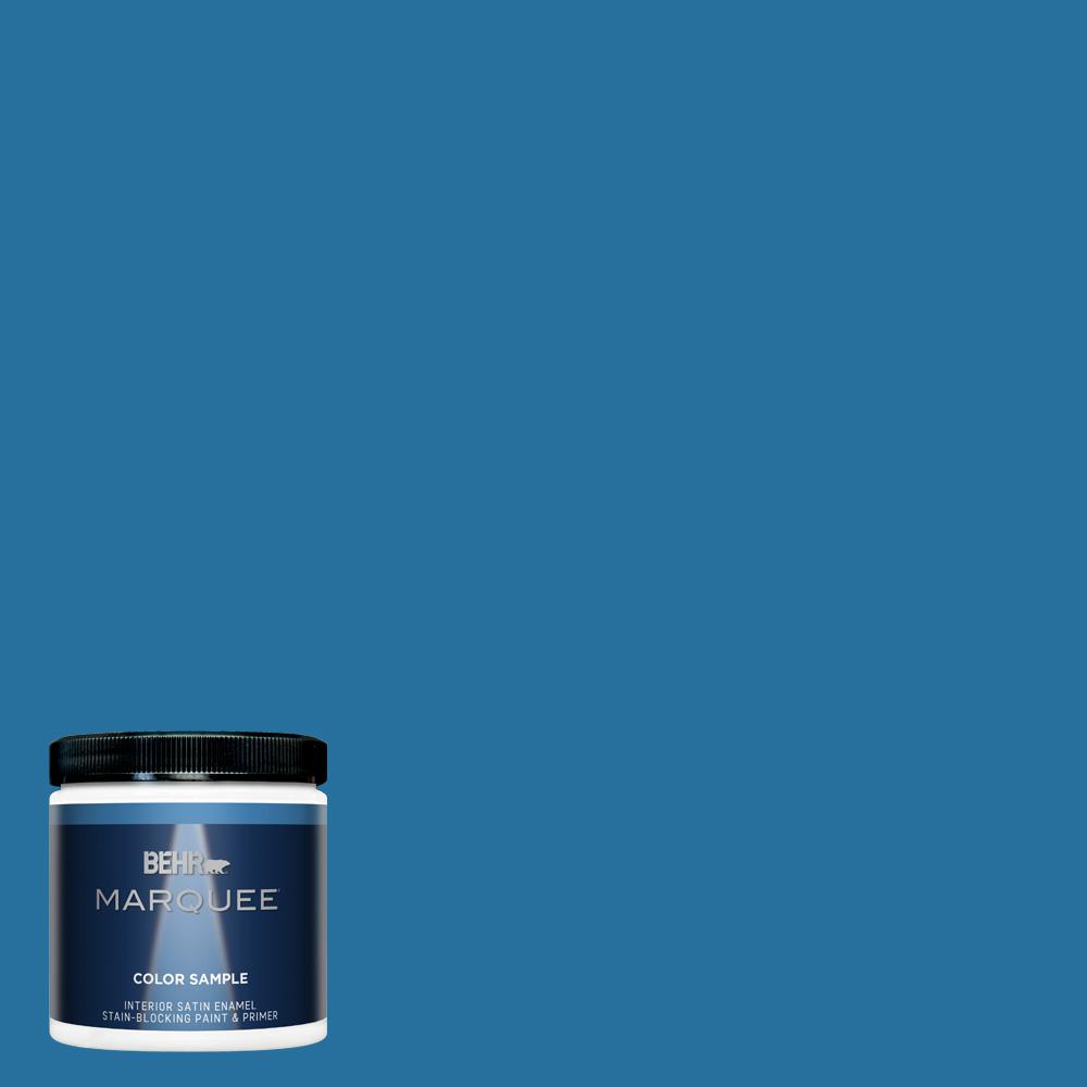 BEHR MARQUEE 8 oz. #550B-7 Blue Ocean Satin Enamel Interior/Exterior ...