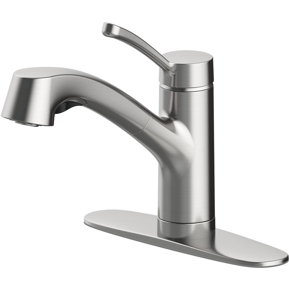 Glacier Bay McKenna Single Handle Pull Out Sprayer Kitchen Faucet In   Stainless Steel Glacier Bay Pull Out Kitchen Faucets Hd67737 3008d2 64 600 