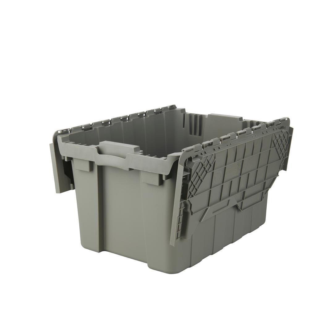 HDX 12 Gal. Commercial Gray Flip Top Tote206202 The Home Depot
