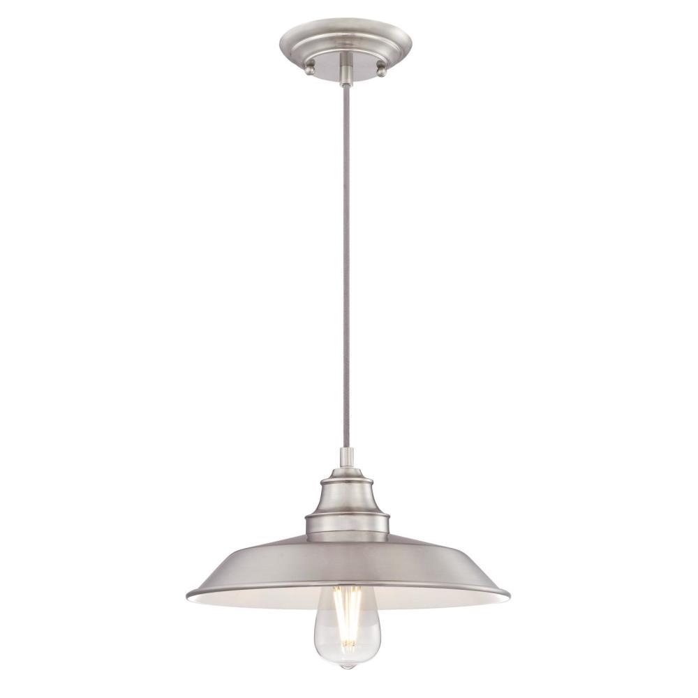 Westinghouse 6354200 Iron Hill One-Light Indoor Pendant Brushed Nickel Finish with Metal Shade Westinghouse Lighting