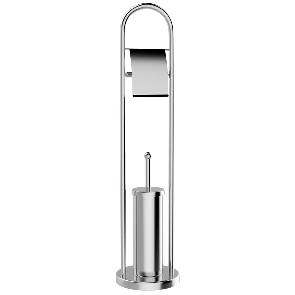 Lavish Home Freestanding Toilet Paper Roll Holder Dispenser With Freestanding Toilet Paper Roll Holder Dispenser With Bowl Brush Combo In Stainless Steel