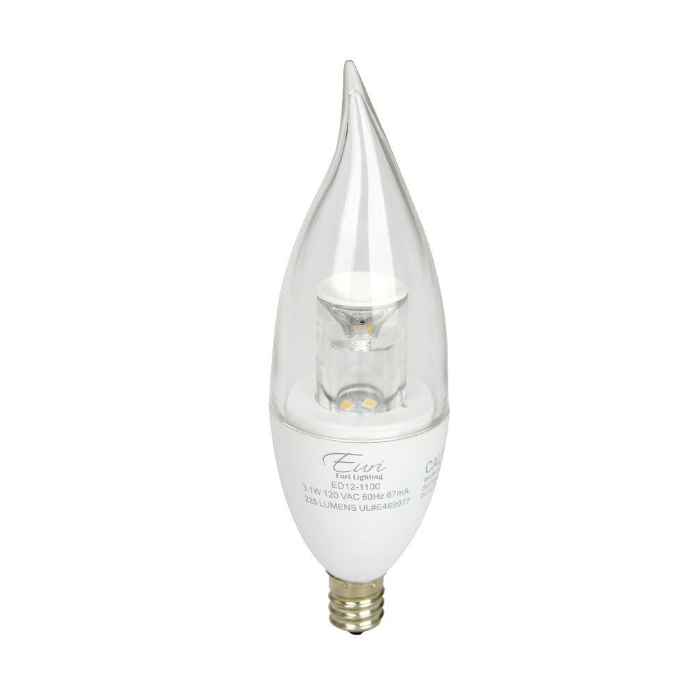 Euri Lighting 25w Equivalent Warm White Flame Tip Candelabra Deco Euri Lighting 25w Equivalent Warm White Flame Tip Candelabra Deco Non Dimmable Led Light Bulb